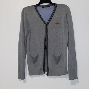 Takeshy Kurosawa Grey Button Down Light V-Neck Sweater